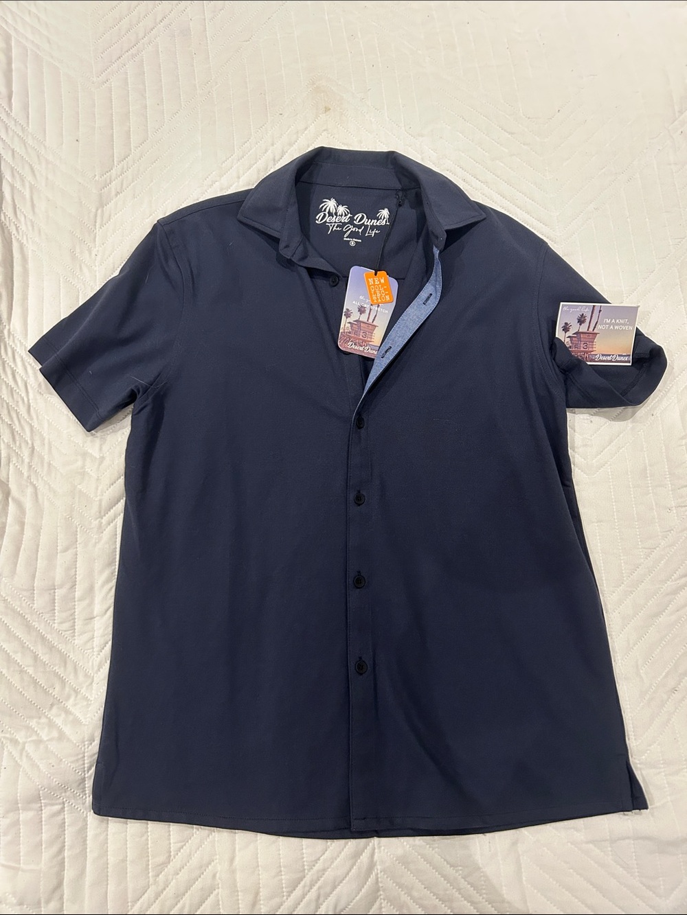 Desert Dunes Men's Navy Short-Sleeve Button Shirt